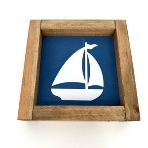 Nautical Wooden Frame with Sailboat Design